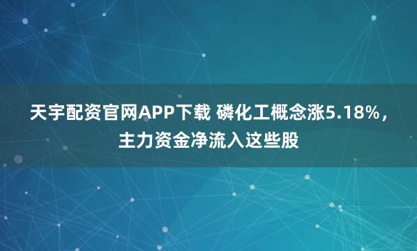 天宇配资官网APP下载 磷化工概念涨5.18%，主力资金净流入这些股